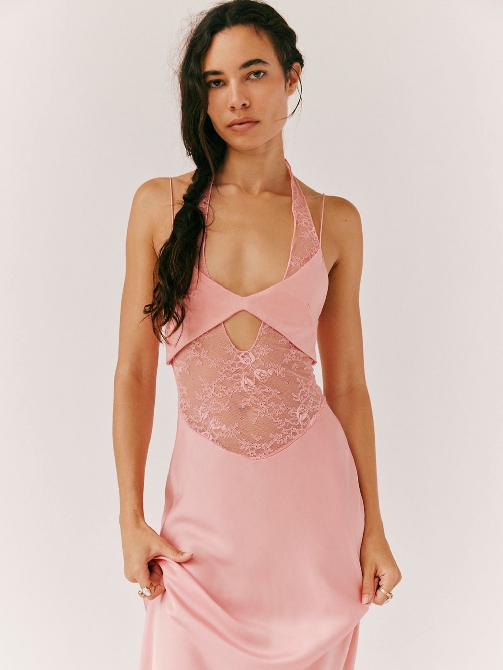 bec + bridge Pink Satin Lace Maxi Dress - Picture 5 of 6